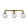 Innovations Lighting Beacon 3 Light 32" Wide Vanity Light Brushed Brass / Clear