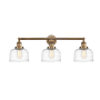 Innovations Lighting Bell 3 Light 32" Wide Vanity Light Brushed Brass / Clear Deco Swirl