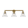 Innovations Lighting Cone 3 Light 32" Wide Commercial Vanity Light Brushed Brass / Seedy