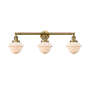 Innovations Lighting Small Oxford 3 Light 34" Wide Bathroom Vanity Light with Multiple Shade Options Brushed Brass / Matte White