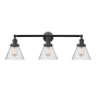 Innovations Lighting Cone 3 Light 32" Wide Commercial Vanity Light Matte Black / Seedy