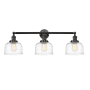 Innovations Lighting Bell 3 Light 32" Wide Vanity Light Matte Black / Clear Deco Swirl