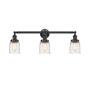 Innovations Lighting Bell 3 Light 30" Wide Vanity Light Oil Rubbed Bronze / Deco Swirl