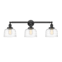 Innovations Lighting Bell 3 Light 32" Wide Vanity Light Oil Rubbed Bronze / Clear Deco Swirl