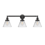 Innovations Lighting Cone 3 Light 32" Wide Commercial Vanity Light Oil Rubbed Bronze / Clear