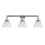 Innovations Lighting Cone 3 Light 32" Wide Commercial Vanity Light Polished Chrome / Clear