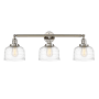 Innovations Lighting Bell 3 Light 32" Wide Vanity Light Polished Nickel / Clear Deco Swirl