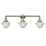 Innovations Lighting Small Oxford 3 Light 34" Wide Bathroom Vanity Light with Multiple Shade Options Polished Nickel / Clear