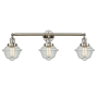 Innovations Lighting Small Oxford 3 Light 34" Wide Bathroom Vanity Light with Multiple Shade Options Polished Nickel / Seedy