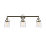 Innovations Lighting Bell 3 Light 30" Wide Vanity Light Brushed Satin Nickel / Deco Swirl