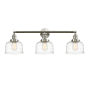 Innovations Lighting Bell 3 Light 32" Wide Vanity Light Brushed Satin Nickel / Clear Deco Swirl