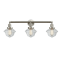 Innovations Lighting Small Oxford 3 Light 34" Wide Bathroom Vanity Light with Multiple Shade Options Brushed Satin Nickel / Clear