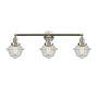 Innovations Lighting Small Oxford 3 Light 34" Wide Bathroom Vanity Light with Multiple Shade Options Brushed Satin Nickel / Seedy