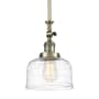 Innovations Lighting Bell 8" Wide Mini Pendant Antique Brass / Clear Deco Swirl