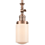 Innovations Lighting Dover 5" Wide Mini Rod Hung Adjustable Pendant Antique Copper / Matte White Cased