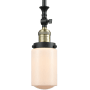 Innovations Lighting Dover 5" Wide Mini Rod Hung Adjustable Pendant Black Antique Brass / Matte White Cased