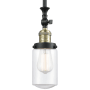 Innovations Lighting Dover 5" Wide Mini Rod Hung Adjustable Pendant Black Antique Brass / Clear