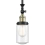 Innovations Lighting Dover 5" Wide Mini Rod Hung Adjustable Pendant Black Antique Brass / Seedy