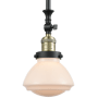 Innovations Lighting Olean 7" Wide Mini Rod Hung Adjustable Pendant Black Antique Brass / Matte White