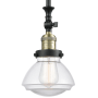 Innovations Lighting Olean 7" Wide Mini Rod Hung Adjustable Pendant Black Antique Brass / Clear