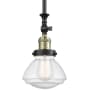 Innovations Lighting Olean 7" Wide Mini Rod Hung Adjustable Pendant Black Antique Brass / Seedy