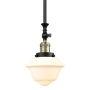Innovations Lighting Small Oxford Single Light 8" Wide Mini Pendant Black / Antique Brass / Matte White Cased