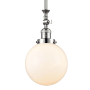 Innovations Lighting Beacon Single Light 8" Wide Mini Pendant with Heavy Cast Canopy Polished Nickel / Matte White Cased