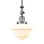 Innovations Lighting Small Oxford Single Light 8" Wide Mini Pendant Brushed Satin Nickel / Matte White Cased