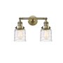 Innovations Lighting Bell 2 Light 16" Wide Vanity Light with Shades Antique Brass / Deco Swirl