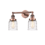 Innovations Lighting Bell 2 Light 16" Wide Vanity Light with Shades Antique Copper / Deco Swirl