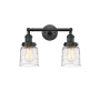 Innovations Lighting Bell 2 Light 16" Wide Vanity Light with Shades Matte Black / Deco Swirl