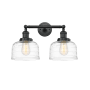 Innovations Lighting Bell 2 Light 19" Wide Vanity Light Matte Black / Clear Deco Swirl