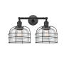 Innovations Lighting Large Bell Cage 2 Light 19" Wide Bathroom Vanity Light Matte Black / Clear