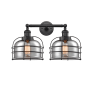 Innovations Lighting Large Bell Cage 2 Light 19" Wide Bathroom Vanity Light Matte Black / Smoked