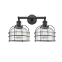 Innovations Lighting Large Bell Cage 2 Light 19" Wide Bathroom Vanity Light Matte Black / Seedy