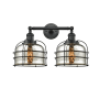 Innovations Lighting Large Bell Cage 2 Light 19" Wide Bathroom Vanity Light Matte Black / Silver Plated Mercury