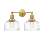Innovations Lighting Bell 2 Light 19" Wide Vanity Light Satin Gold / Clear Deco Swirl