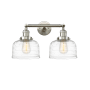 Innovations Lighting Bell 2 Light 19" Wide Vanity Light Brushed Satin Nickel / Clear Deco Swirl