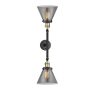 Innovations Lighting Large Cone 2 Light 23" Wide Bathroom Vanity Light with Multiple Shade Options Black Antique Brass / Smoked
