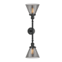 Innovations Lighting Large Cone 2 Light 23" Wide Bathroom Vanity Light with Multiple Shade Options Matte Black / Smoked