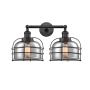 Innovations Lighting Large Bell Cage 2 Light 24" Wide Bathroom Vanity Light Matte Black / Smoked