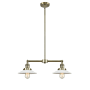 Innovations Lighting Halophane 2 Light 21" Wide Linear Chandelier / Semi-Flush Ceiling Fixture Antique Brass / Matte White Halophane