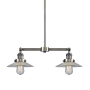Innovations Lighting Halophane 2 Light 21" Wide Linear Chandelier / Semi-Flush Ceiling Fixture Antique Brass / Flat