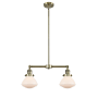 Innovations Lighting Olean 2 Light 22" Wide Chandelier / Semi-Flush Ceiling Fixture Antique Brass / Matte White