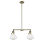 Innovations Lighting Olean 2 Light 22" Wide Chandelier / Semi-Flush Ceiling Fixture Antique Brass / Clear