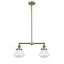 Innovations Lighting Olean 2 Light 22" Wide Chandelier / Semi-Flush Ceiling Fixture Antique Brass / Seedy