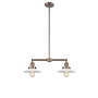 Innovations Lighting Halophane 2 Light 21" Wide Linear Chandelier / Semi-Flush Ceiling Fixture Antique Copper / Matte White Halophane