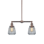 Innovations Lighting Chatham 2 Light 21" Wide Linear Chandelier Antique Copper / Clear