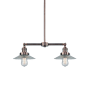 Innovations Lighting Halophane 2 Light 21" Wide Linear Chandelier / Semi-Flush Ceiling Fixture Antique Copper / Flat