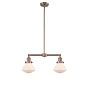 Innovations Lighting Olean 2 Light 22" Wide Chandelier / Semi-Flush Ceiling Fixture Antique Copper / Matte White